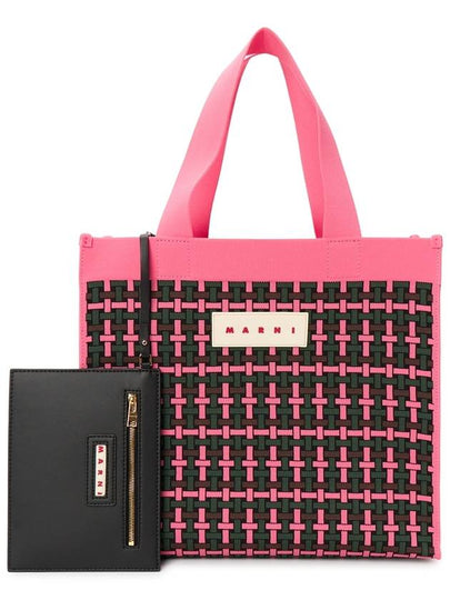 Jacquard Medium Shopper Tote Bag Pink - MARNI - BALAAN 2