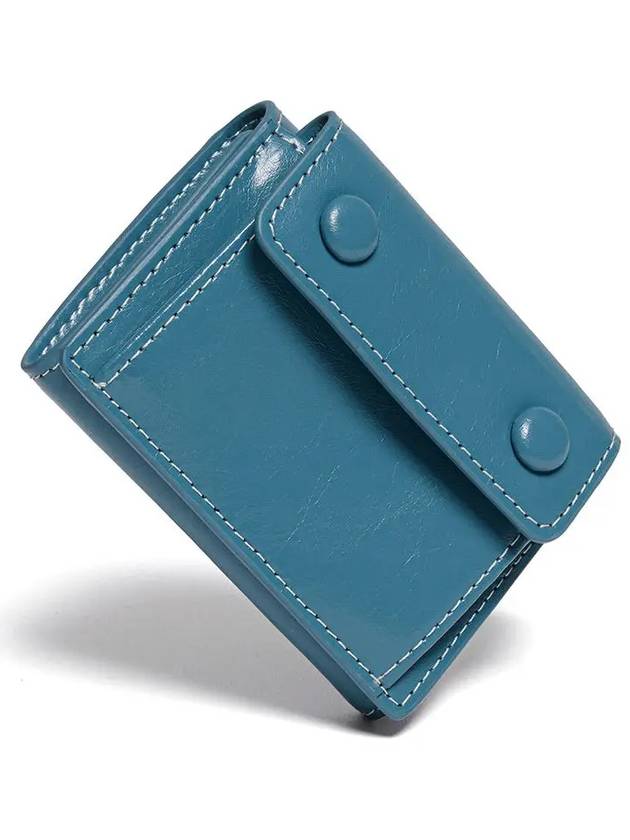 Le Mask Dot Pocket 3-fold Half Wallet Coin Bill Card Wallet Dusty Blue - LE MASQUE - BALAAN 2