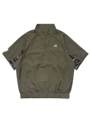 MALBON UNDEFEATED Windproof Short Sleeve Anorak SAGE GREEN MAN - MALBON GOLF - BALAAN 1