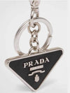 Saffiano Leather Triangle Logo Metal Keychain Black Silver - PRADA - BALAAN 4