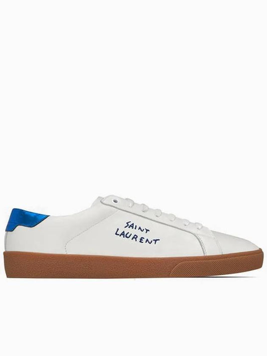 Women's Blue Tab Classic Court Sneakers White - SAINT LAURENT - BALAAN.