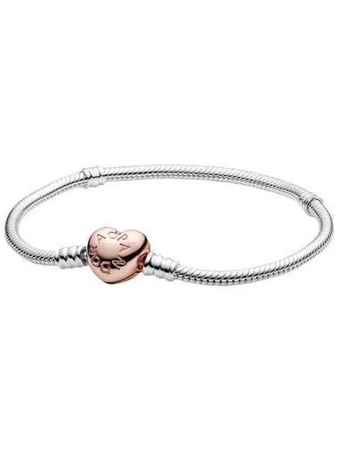 Moments Heart Clasp Snake Chain Bracelet Silver - PANDORA - BALAAN 1