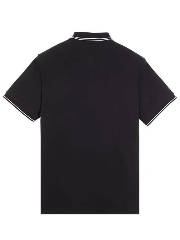 Stretch Cotton Pique Short Sleeve Polo Shirt Black - STONE ISLAND - BALAAN 3