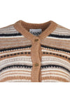 Striped Soft Wool Knit Cardigan Brown - GANNI - BALAAN 5