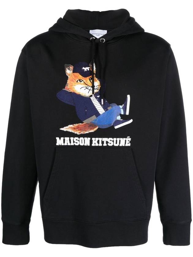 Dressed Fox Print Relaxed Fit Hoodie Black - MAISON KITSUNE - BALAAN 2