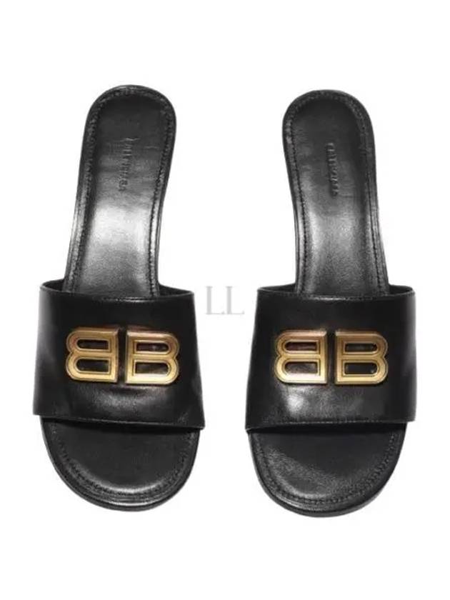 BB Leather Slipper Heels Black - BALENCIAGA - BALAAN 2