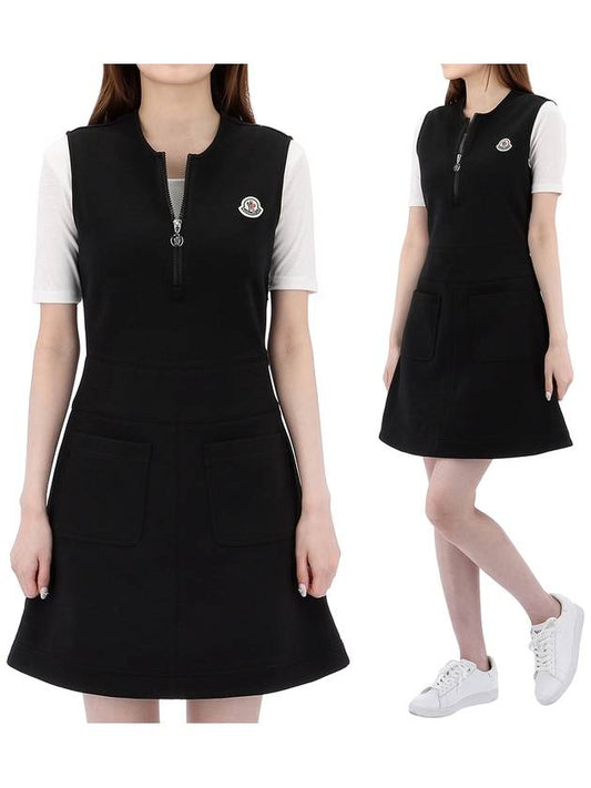 Moncler Half Zip-up Cotton Blend Short Dress Black - MONCLER - BALAAN 2