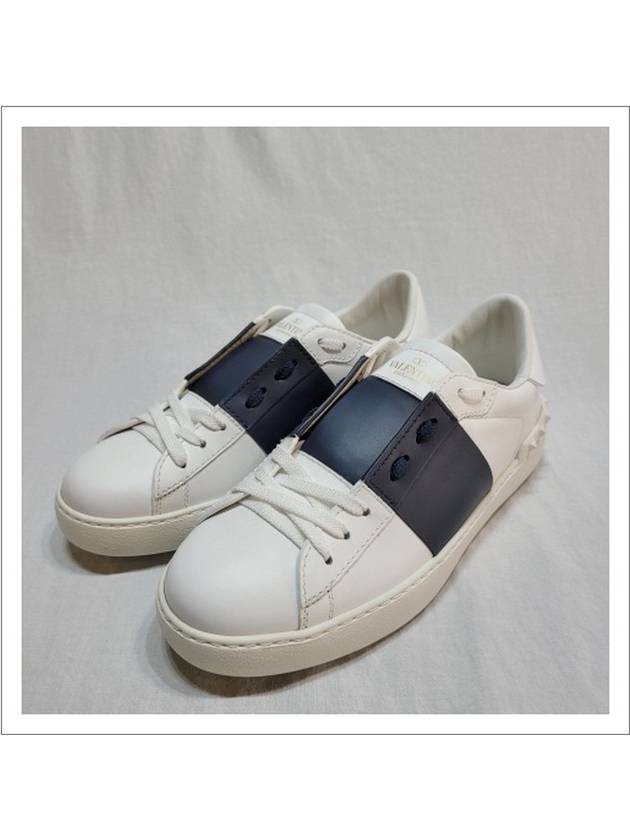 Men's Hidden Open Band Low Top Sneakers White Navy - VALENTINO - BALAAN 2