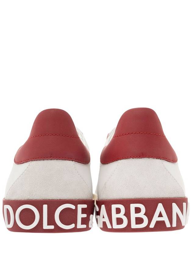 Calfskin Portofino Vintage Sneakers White Red - DOLCE&GABBANA - BALAAN 5