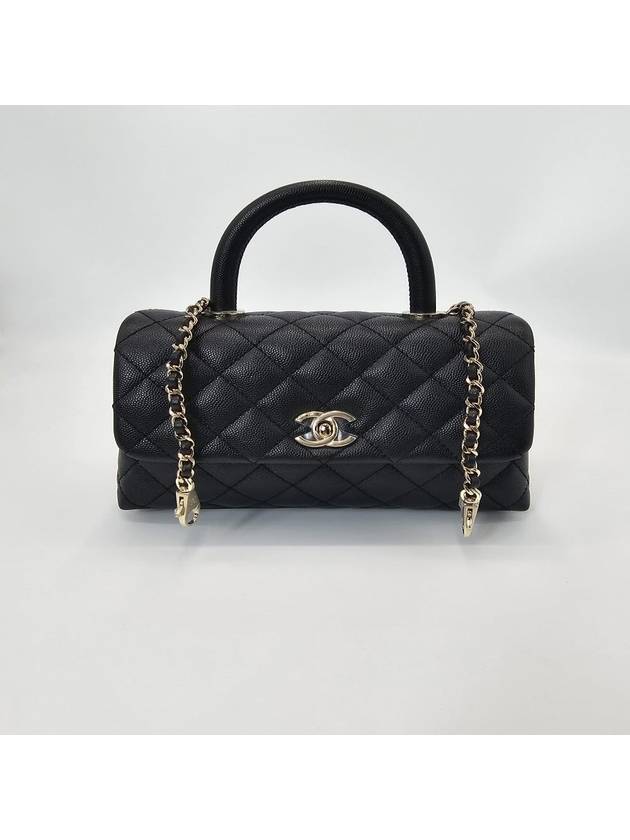 Coco Handle Caviar Gold Small Tote Bag Black - CHANEL - BALAAN 5