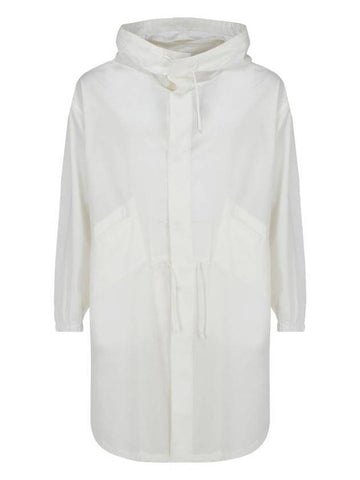 Bag Logo Cotton Hooded Raincoat White - JIL SANDER - BALAAN 1