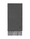 Small Heart Logo Classic Wool Scarf Dark Grey - AMI - BALAAN 2