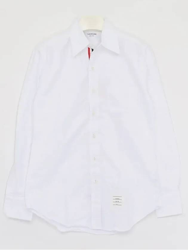 Men s Cotton Oxford Placket Long Sleeve Shirt White - THOM BROWNE - BALAAN 4