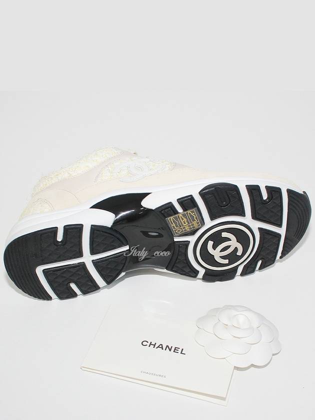 CC Logo Tweed Women's Sneakers Yellow G38299 Y56628 K6022 - CHANEL - BALAAN 10