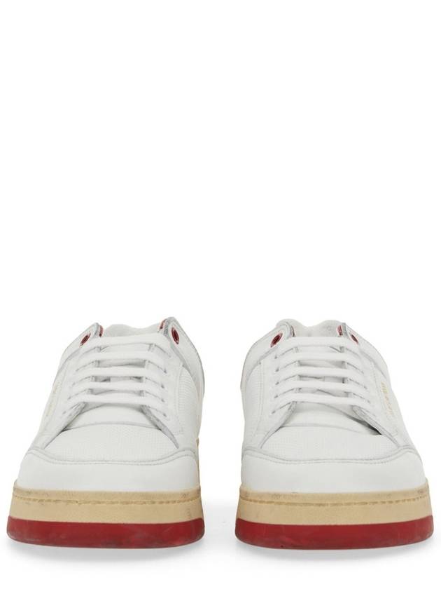 Logo Calf Leather Low Top Sneakers White - SAINT LAURENT - BALAAN 7