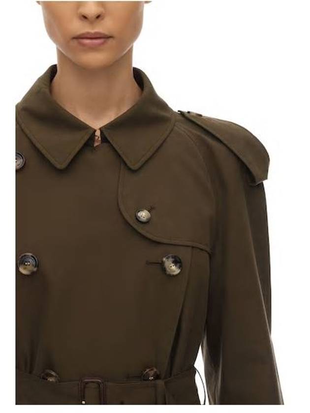 Women's Westminster Heritage Double Trench Coat Military Green - BURBERRY - BALAAN.