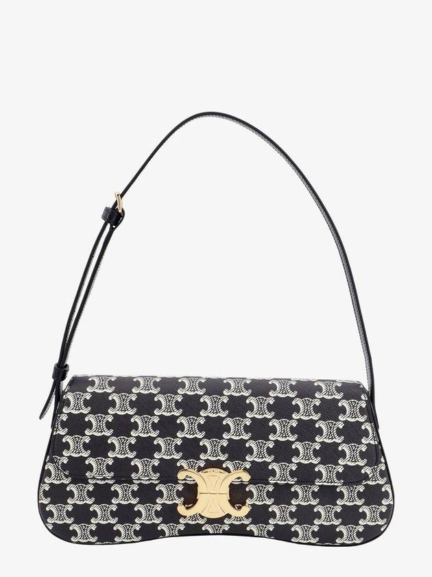 Medium Lola Triomphe Canvas Two-Tone Shoulder Bag Black - CELINE - BALAAN 1