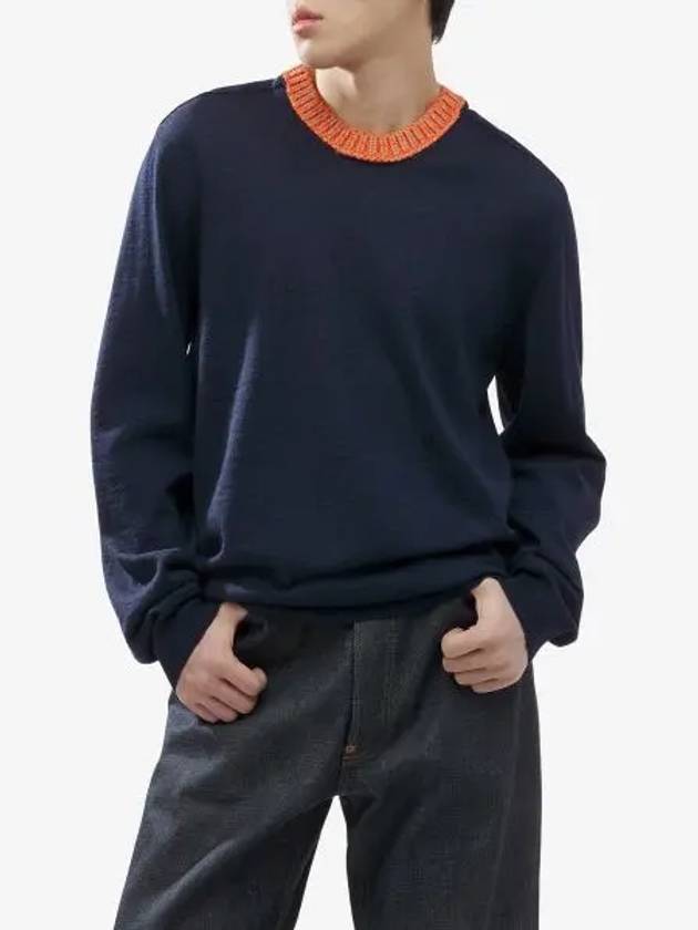 Contrast Collar Wool Knit Top Blue - MAISON MARGIELA - BALAAN 2