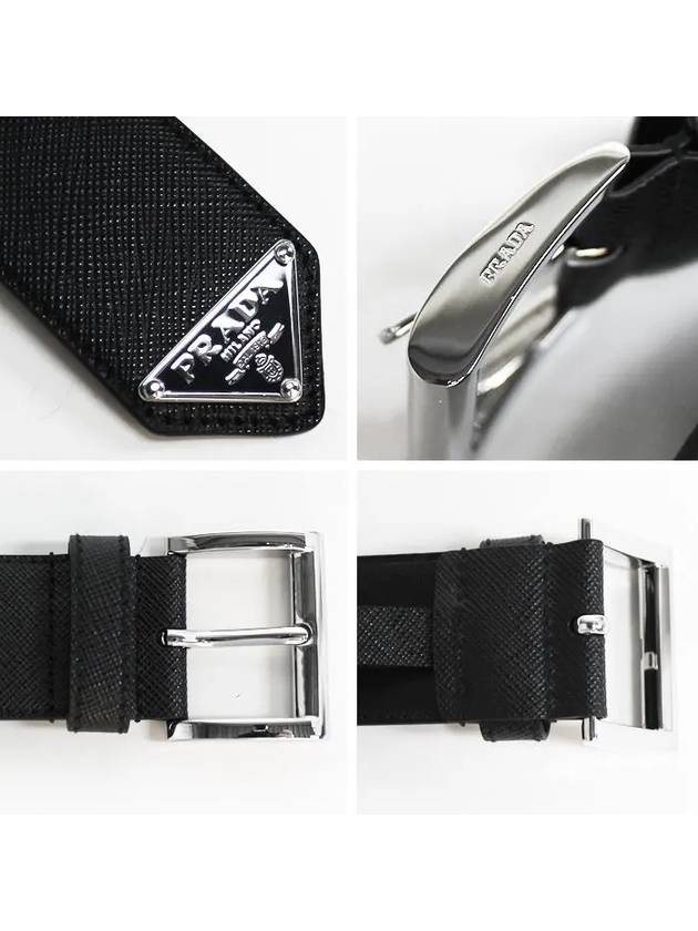 Saffiano Leather Belt Black - PRADA - BALAAN 6