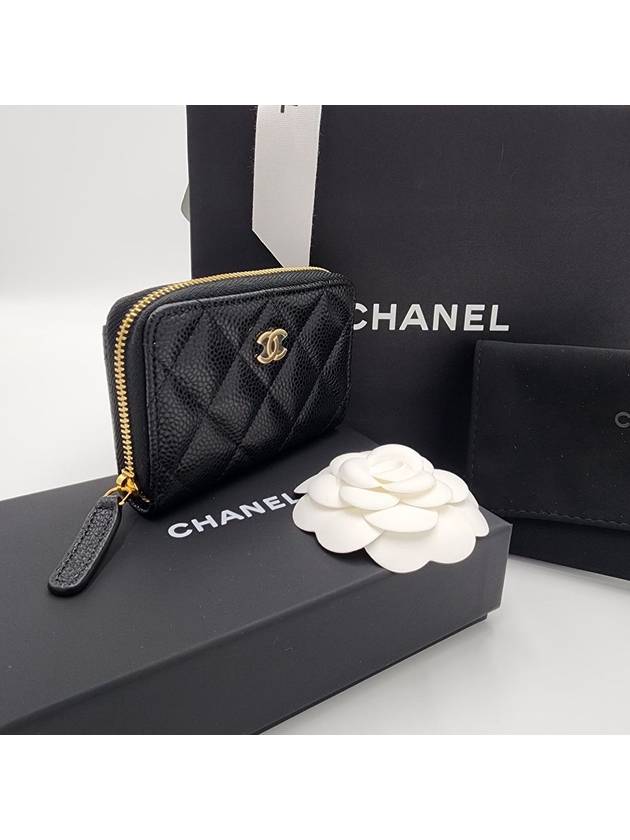 Classic zipper card wallet caviar black gold AP0216 - CHANEL - BALAAN 5