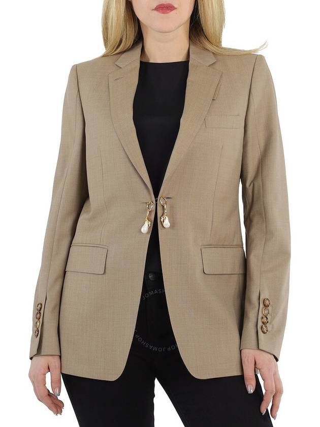 Women's Single Breasted Blazer Jacket Pecan Melange - BURBERRY - BALAAN 2