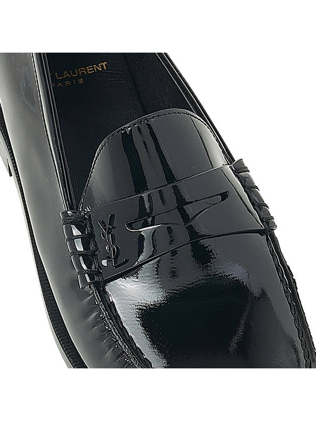 Penny Monogram Patent Leather Loafers Black - SAINT LAURENT - 9