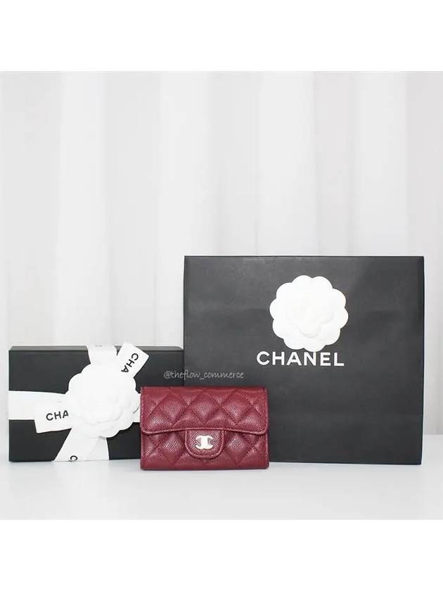 Classic Card Holder Grained Shiny Calfskin Gold Metal Burgundy - CHANEL - BALAAN 10