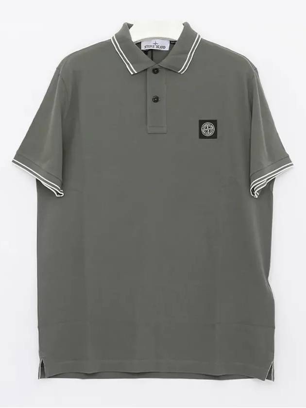 Stretch Cotton Pique Short Sleeve Polo Shirt Musk Green - STONE ISLAND - BALAAN 3