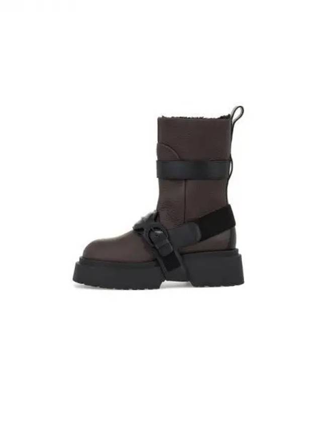 Minho PICK Men s Logo Strap Chunky Leather Boots Dark Brown 270194 - EMPORIO ARMANI - BALAAN 1