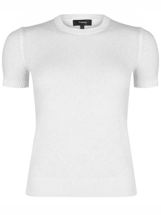 Women's Regal Wool Slim Crew Neck Short Sleeve T-Shirt Ivory - THEORY - BALAAN 1