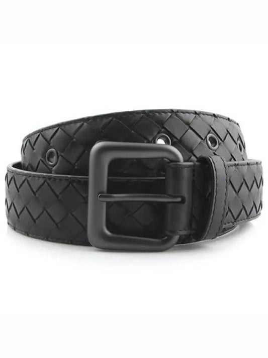 Intrecciato Leather Belt Black - BOTTEGA VENETA - BALAAN 2