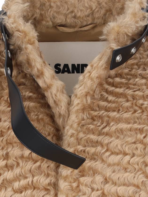 Leather neck strap mohair single coat gold earth - JIL SANDER - BALAAN 4