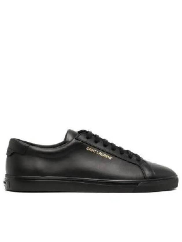 Andy Embossed Logo Leather Low Top Sneakers Black - SAINT LAURENT - BALAAN 2