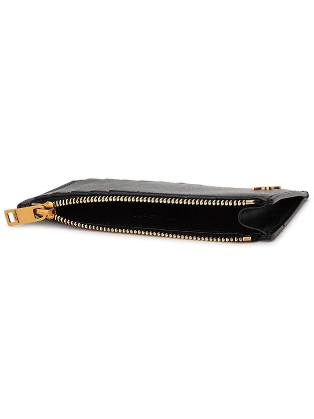 Monogram Leather Gold Zipper Card Wallet Black - SAINT LAURENT - BALAAN 5