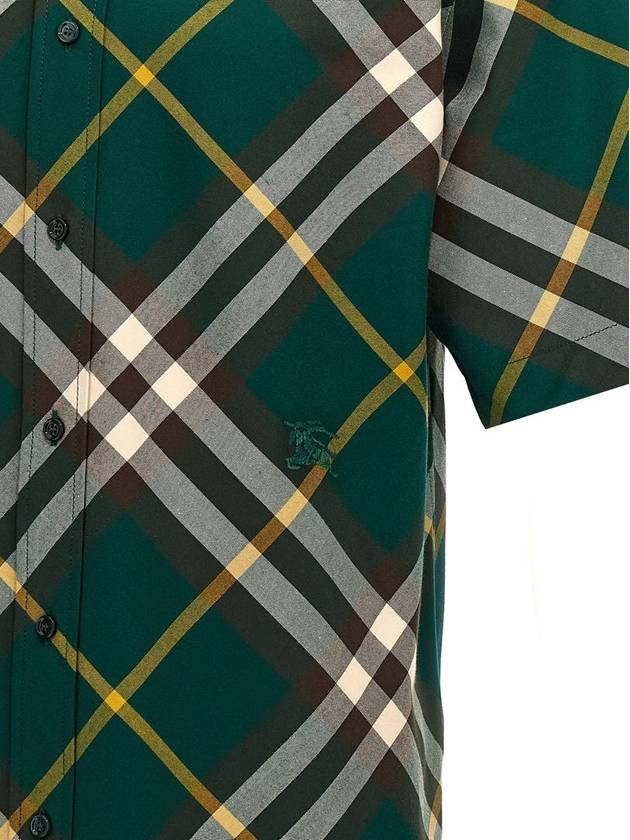 Embroidered Logo Plaid Short-Sleeve Shirt Green - BURBERRY - BALAAN 5