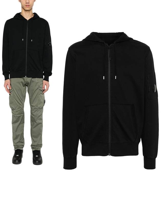 Light Fleece Zip Up Hoodie Black - CP COMPANY - BALAAN 2