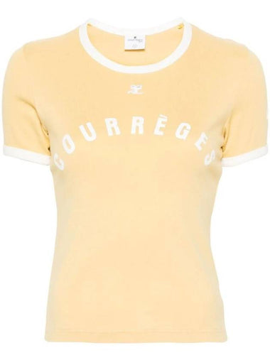 Logo Print Short Sleeve T-shirt Yellow - COURREGES - BALAAN 1