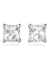 Stilla Attract Princess Cut Stud Earrings Silver - SWAROVSKI - BALAAN 3