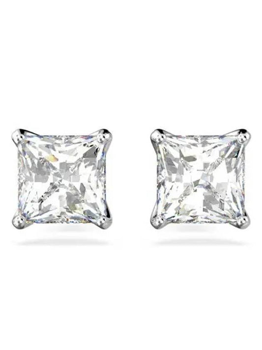 Stilla Attract Princess Cut Stud Earrings Silver - SWAROVSKI - BALAAN 2