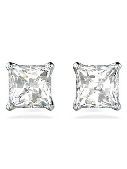 Stilla Attract Princess Cut Stud Earrings Silver - SWAROVSKI - BALAAN 2