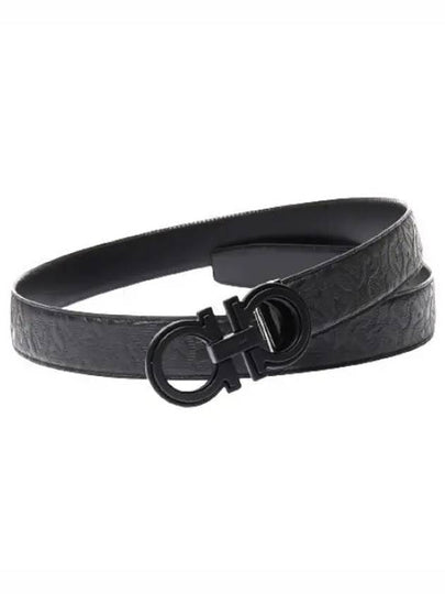 Men's Gancini Reversible Leather Belt Black - SALVATORE FERRAGAMO - BALAAN 2