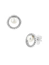 Women's Treated Freshwater Cultured Pearl Pave Halo Stud Earrings Silver - PANDORA - BALAAN 2