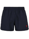 Heart Logo Swim Shorts Navy - AMI - BALAAN 2