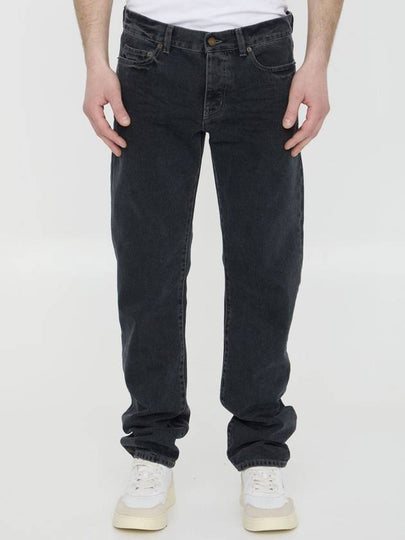 Classic Slim Cut Cotton Straight Jeans Black - SAINT LAURENT - BALAAN 2