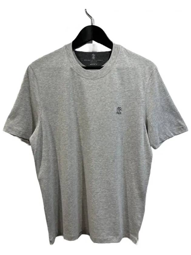 Crew Neck Regular Fit Short Sleeve T-Shirt Grey - BRUNELLO CUCINELLI - BALAAN 2