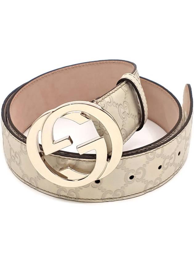 Signature Interlocking G Buckle Leather Belt Ivory - GUCCI - BALAAN 3