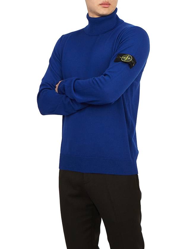 Wappen Patch Virgin Wool Turtleneck Blue - STONE ISLAND - BALAAN 6