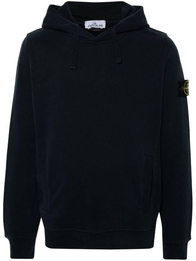 Wappen Patch Brushed Cotton Fleece Hoodie Navy - STONE ISLAND - BALAAN 2