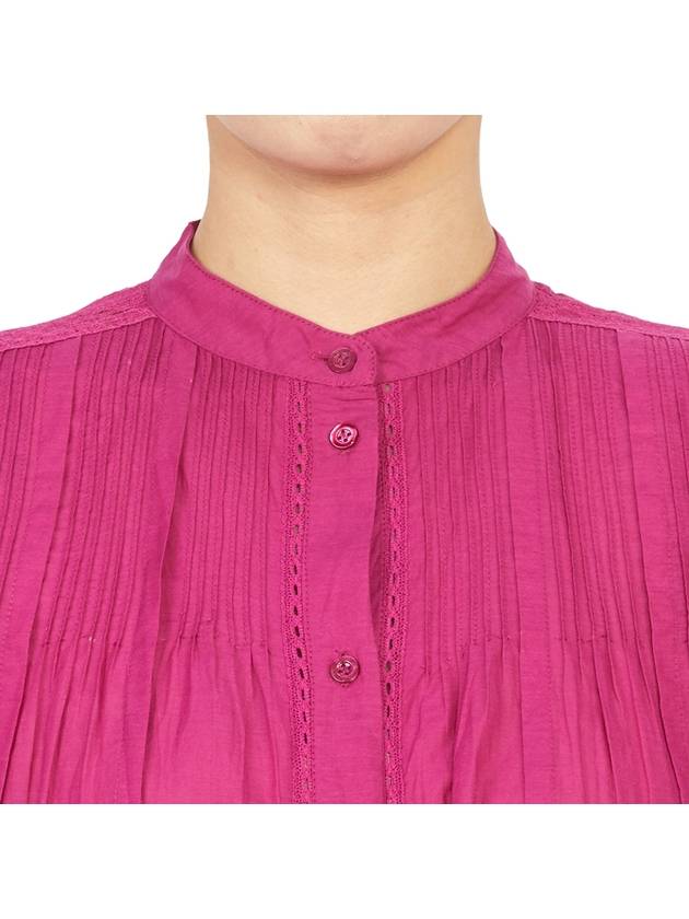 Women's Lace Button Cotton Blouse Purple - VANESSA BRUNO - BALAAN 7