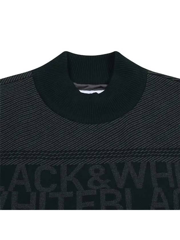 Men s logo point semi high neck sweater 2204GXKR D GREEN - BLACK&WHITE - BALAAN 3